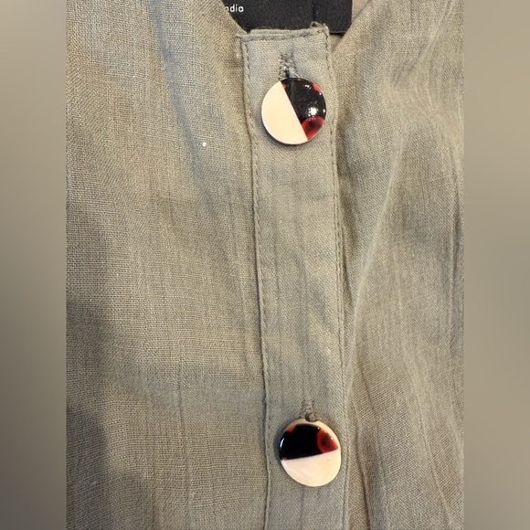 ASOS 100% Cotton Double Cloth Button-Front Sage Green Summer Dress. Size 4 - Picture 3 of 8